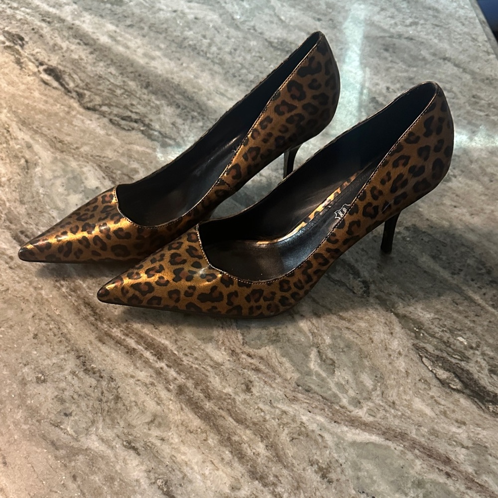 Aldo Leopard Print Pointed Toe Pumps - Brown/Black